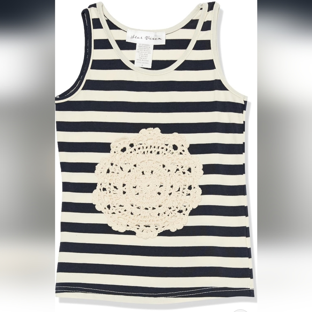 *Girls Star Vixen Girls' Tank Top with Crochet Applique. Sz 10.